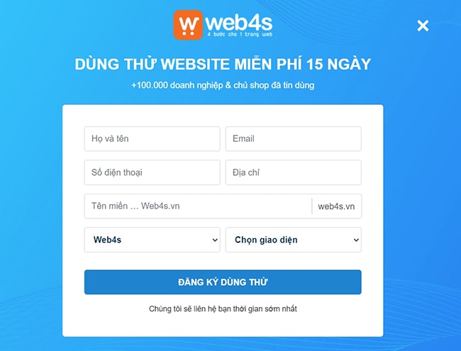Đăng ký dùng thử mẫu website bán hàng WordPress chuẩn SEO tại Web4s